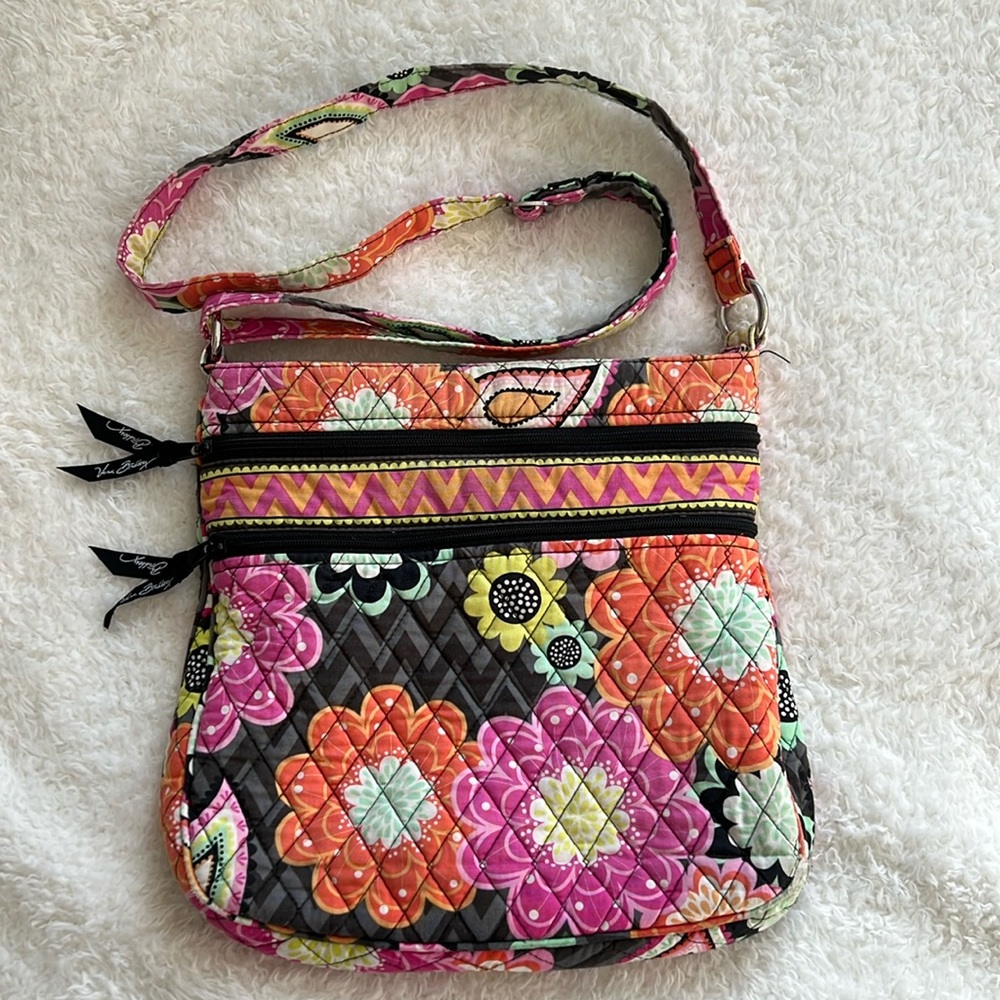 Vera Bradley Ziggy Zinnia Triple Zip Crossbody Bag